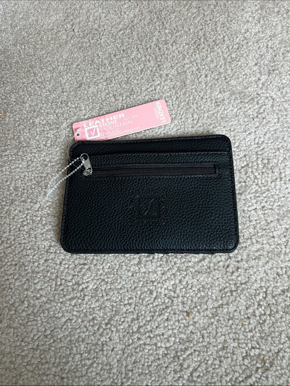 Stone Mountain Accessories Black Pebbled Leather Card & Key Holder